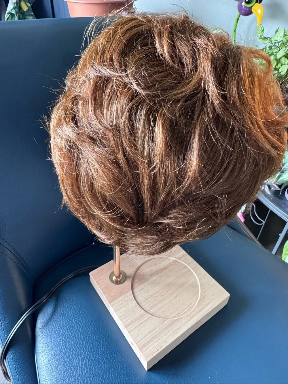 Short Wavy Women's Wig in Brown with Auburn Highlights